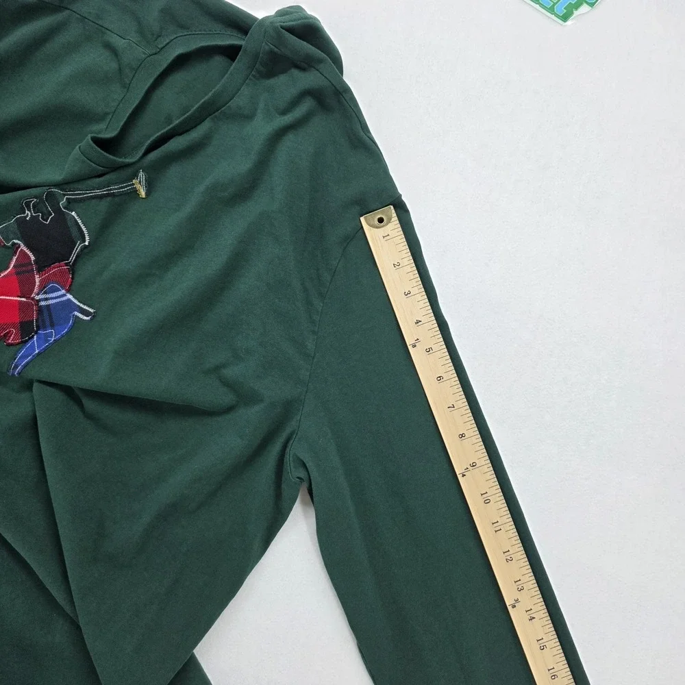Polo Ralph Lauren Mens XXL Green Plaid Patchwork Big Pony Long Sleeve T-Shirt